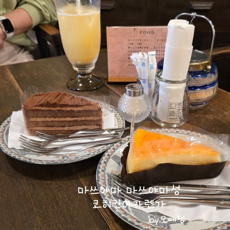 [마쓰야마 카페] 마쓰야마성 근처 레트로 킷사텐 마쓰야마 카페 코히칸 아카렌카 솔직 후기 (한국어 메뉴판 완비)
